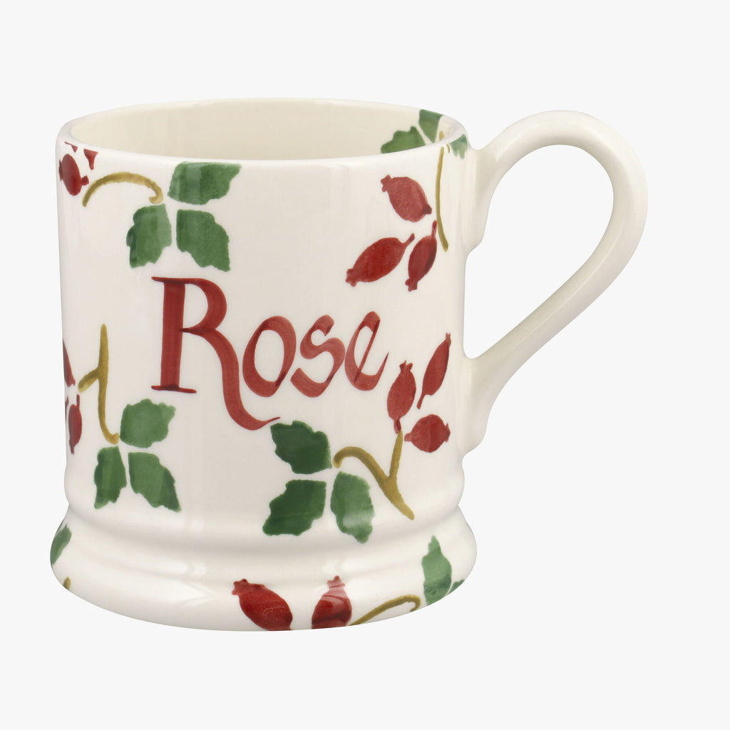 Personalised Folk Rosehip 1/2 Pint Mug
