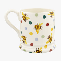 Personalised Bumblebee & Small Polka Dot 1/2 Pint Mug