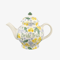 Personalised Forget Me Not & Primrose 4 Mug Teapot