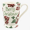 Emma Bridgewater Personalised Hawthorn Berries Cocoa Mug. 30ml ceramic mug with customised wording, decorated with a lively pattern of red hawthorn berries with green leaves and brown branches. 