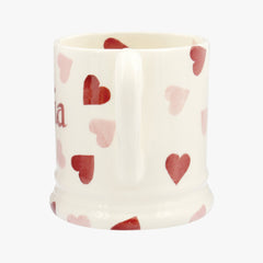 Personalised Pink Hearts 1/2 Pint Mug
